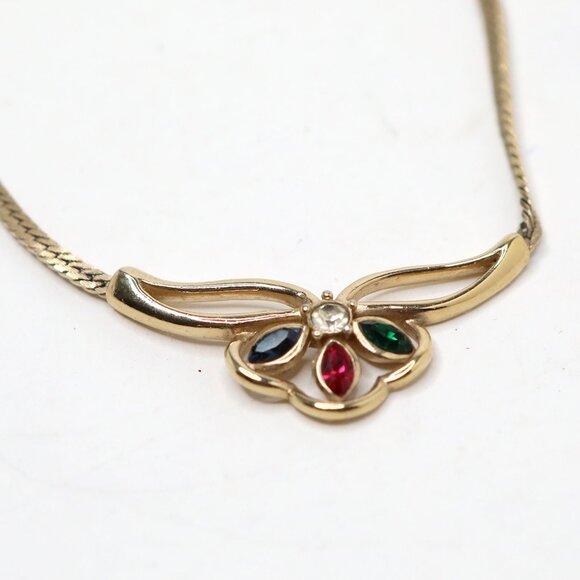 Vintage Attwood & Sawyer A&S 22ct Gold Plated Swarovski Crystal Pendant Necklace - Picture 4 of 11